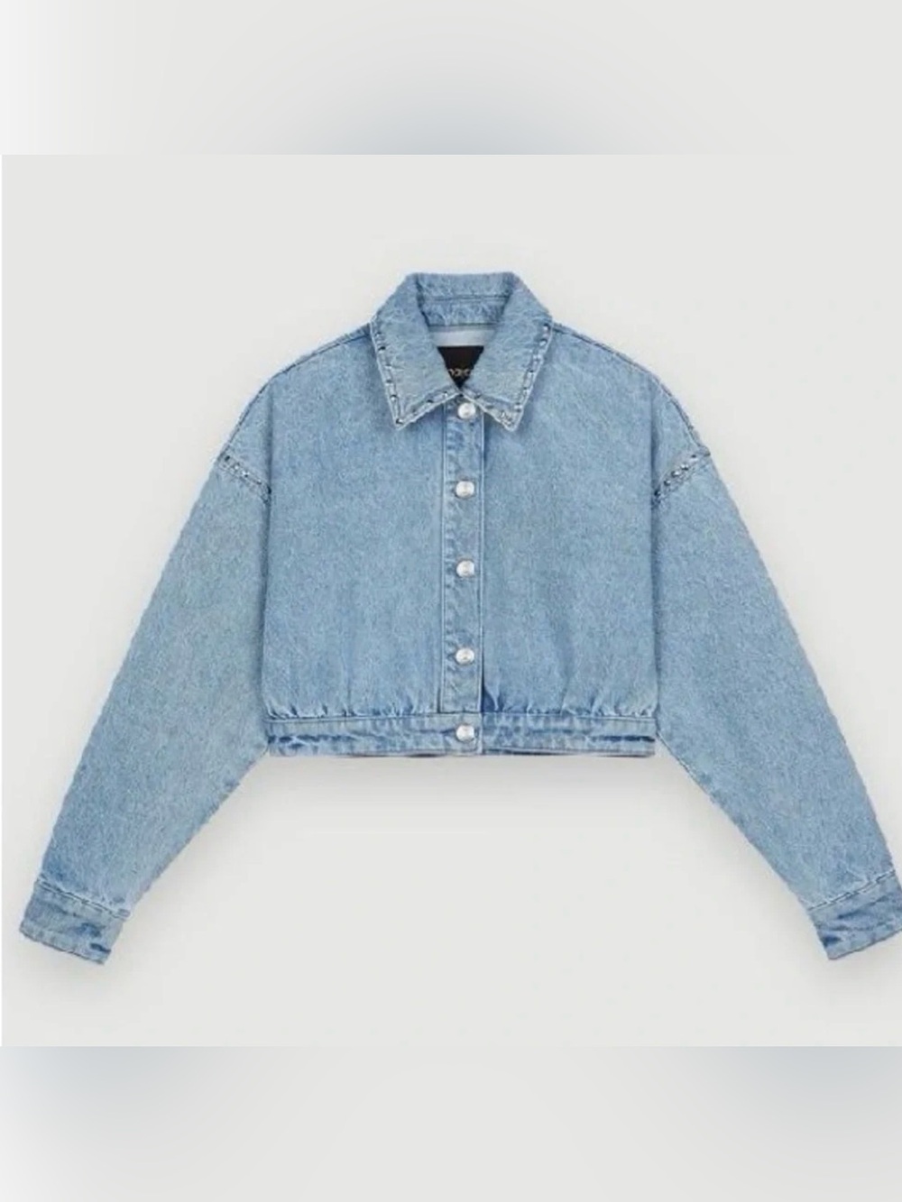 Maje Cropped Studded Denim Jacket